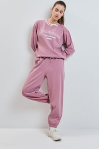 Dash and Stars Pantal&oacute;n recto felpa rosa