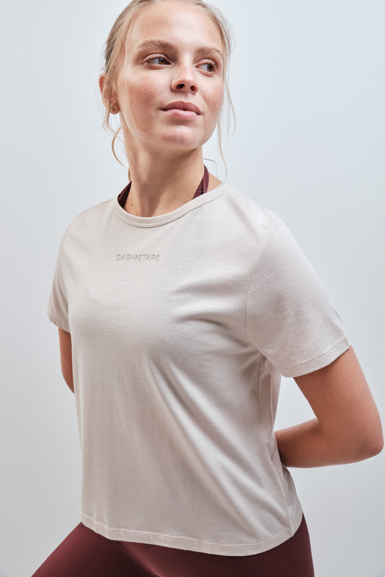 Dash and Stars Camiseta manga corta algod&oacute;n y modal blanco