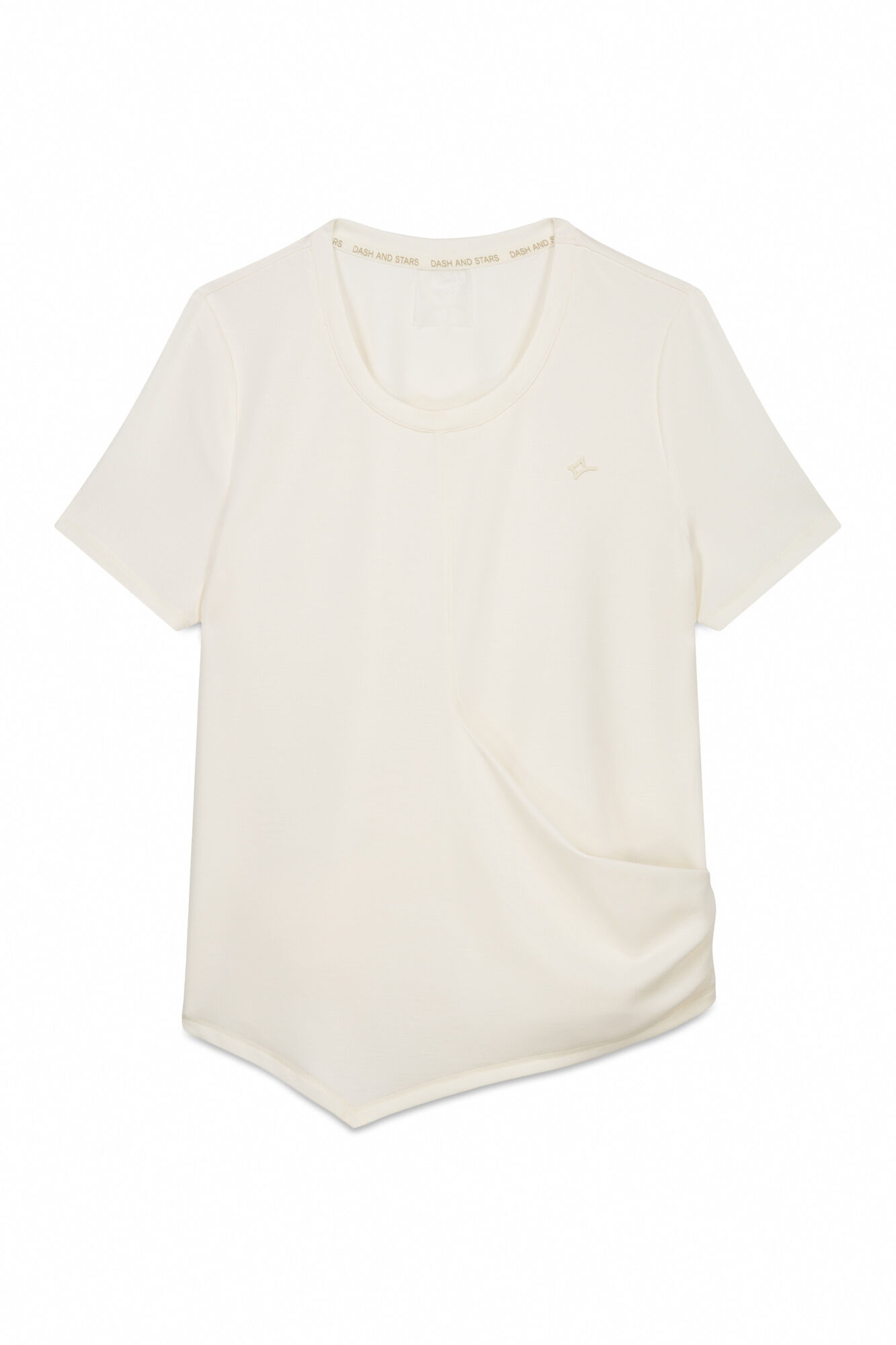 Dash and Stars Camiseta manga corta blanco drapeado  beige