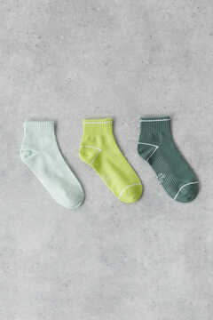 Dash and Stars Pack 3 meias curtas técnicas algodão multicolor verde