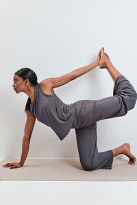 Dash and Stars Pantal&oacute;n largo palazzo rib gris