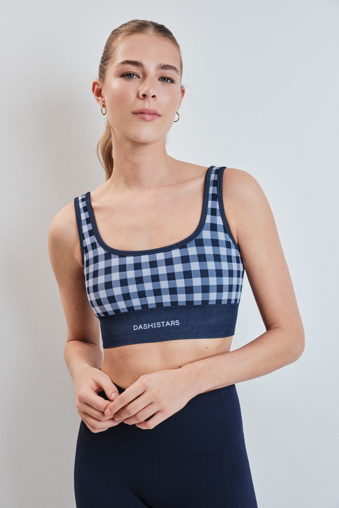 Dash and Stars Soutien desportivo SEAMLESS COMFORT estampado vichy azul