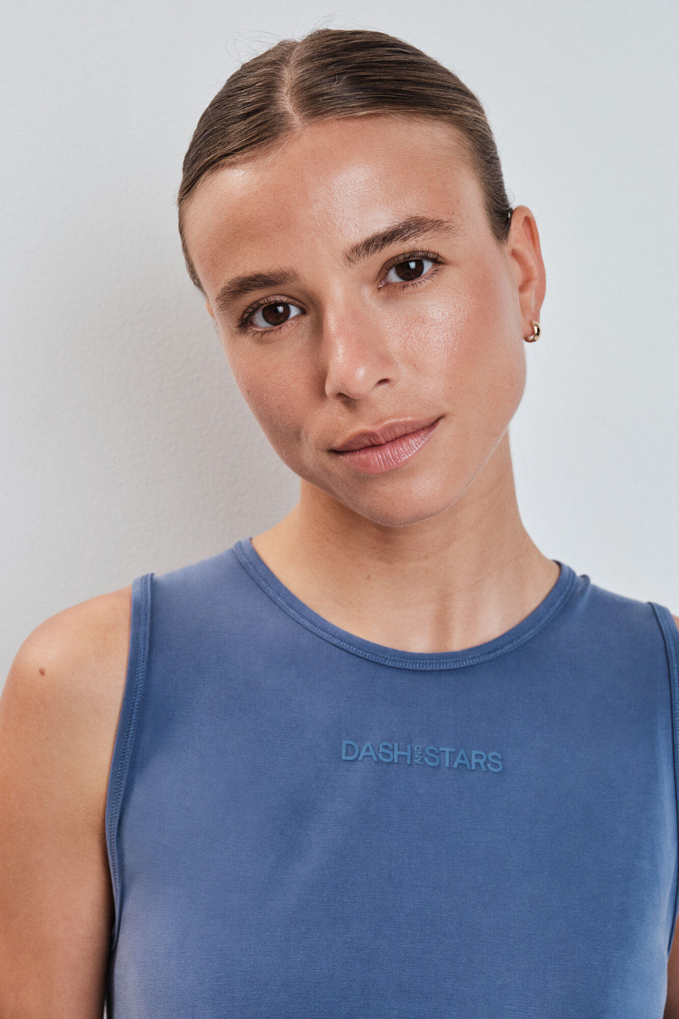 Dash and Stars Camiseta sin mangas tacto suave azul