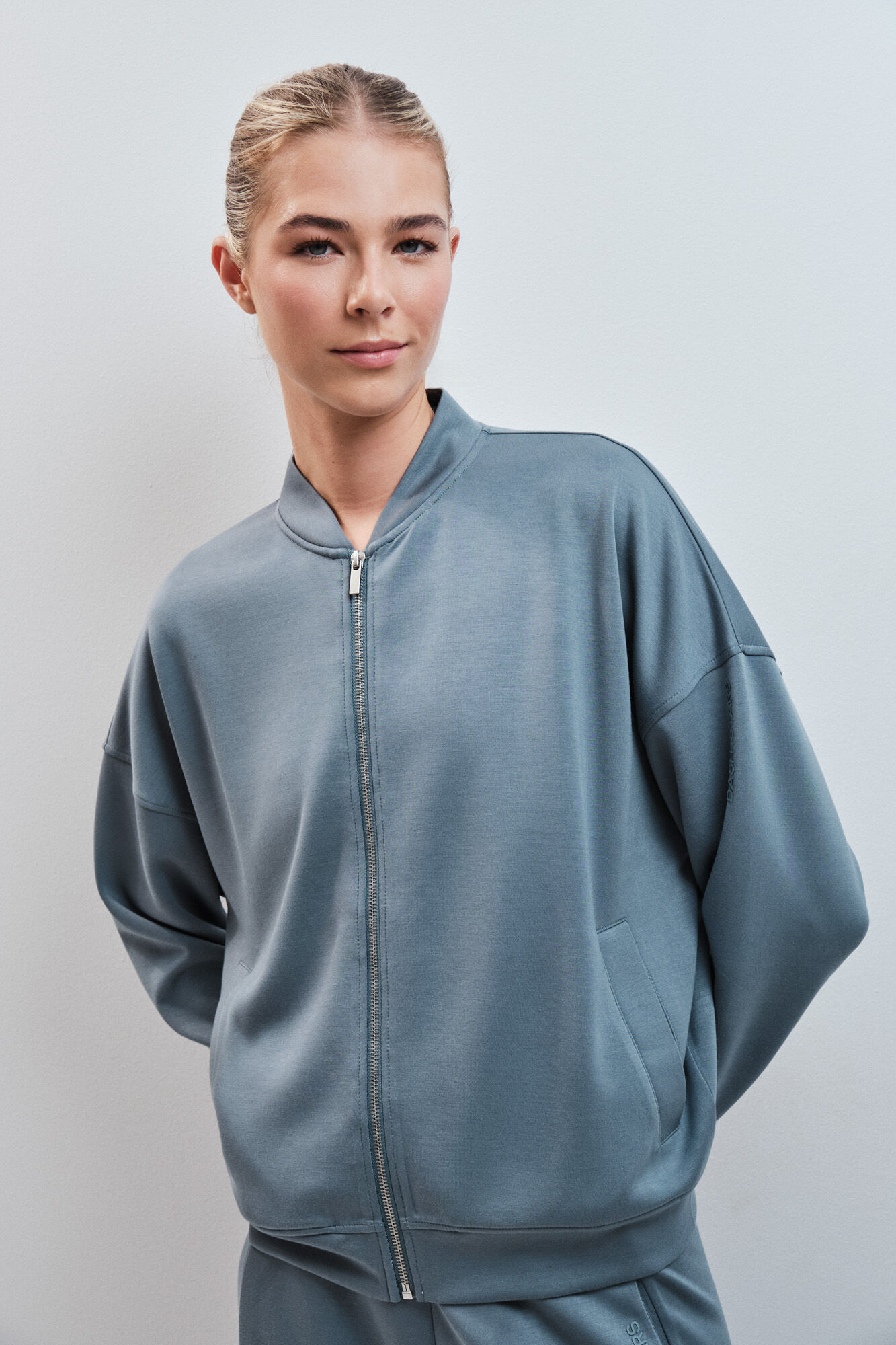 Dash and Stars Chaqueta bomber tacto suave verde