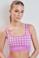Dash and Stars Pink gingham SEAMLESS COMFORT sports bra pink