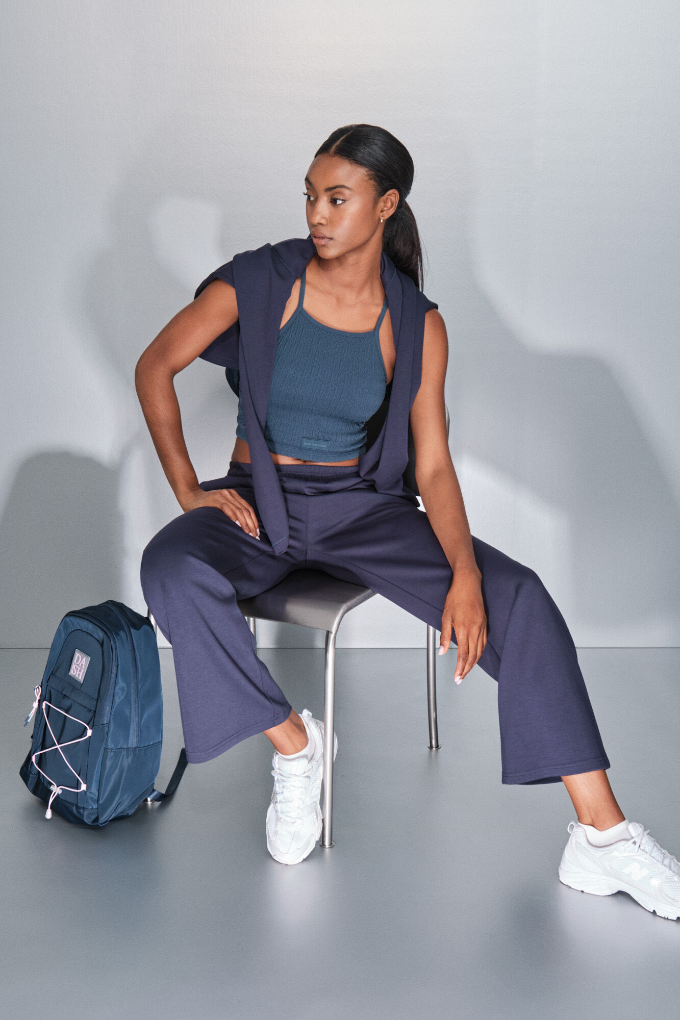 Dash and Stars Pantal&oacute;n recto ancho azul oscuro