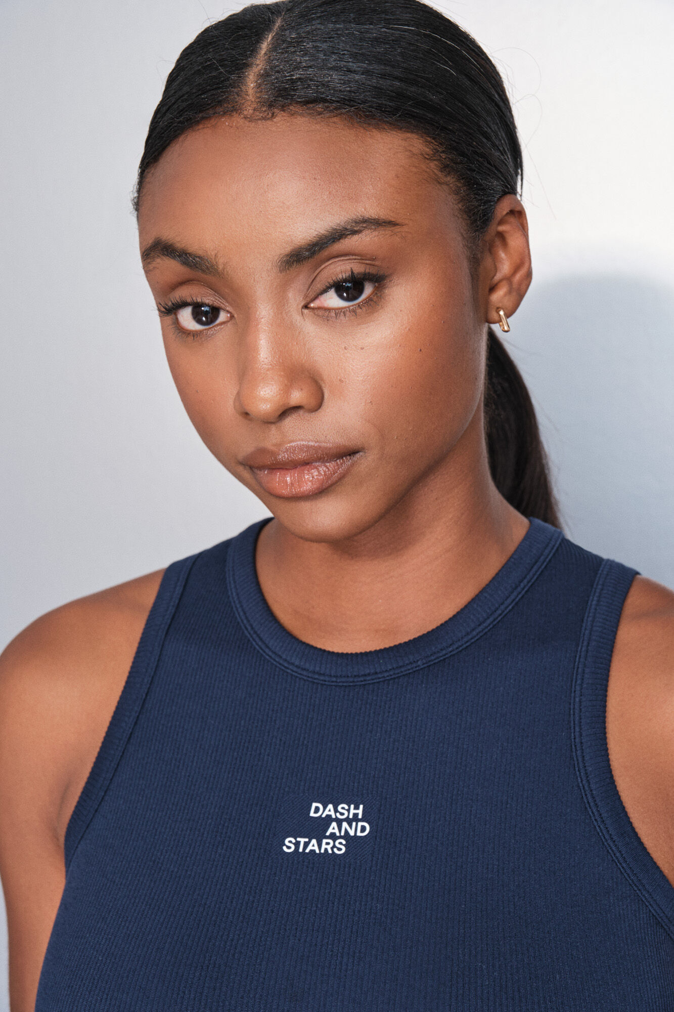 Dash and Stars Camiseta halter algod&oacute;n canal&eacute; azul azul