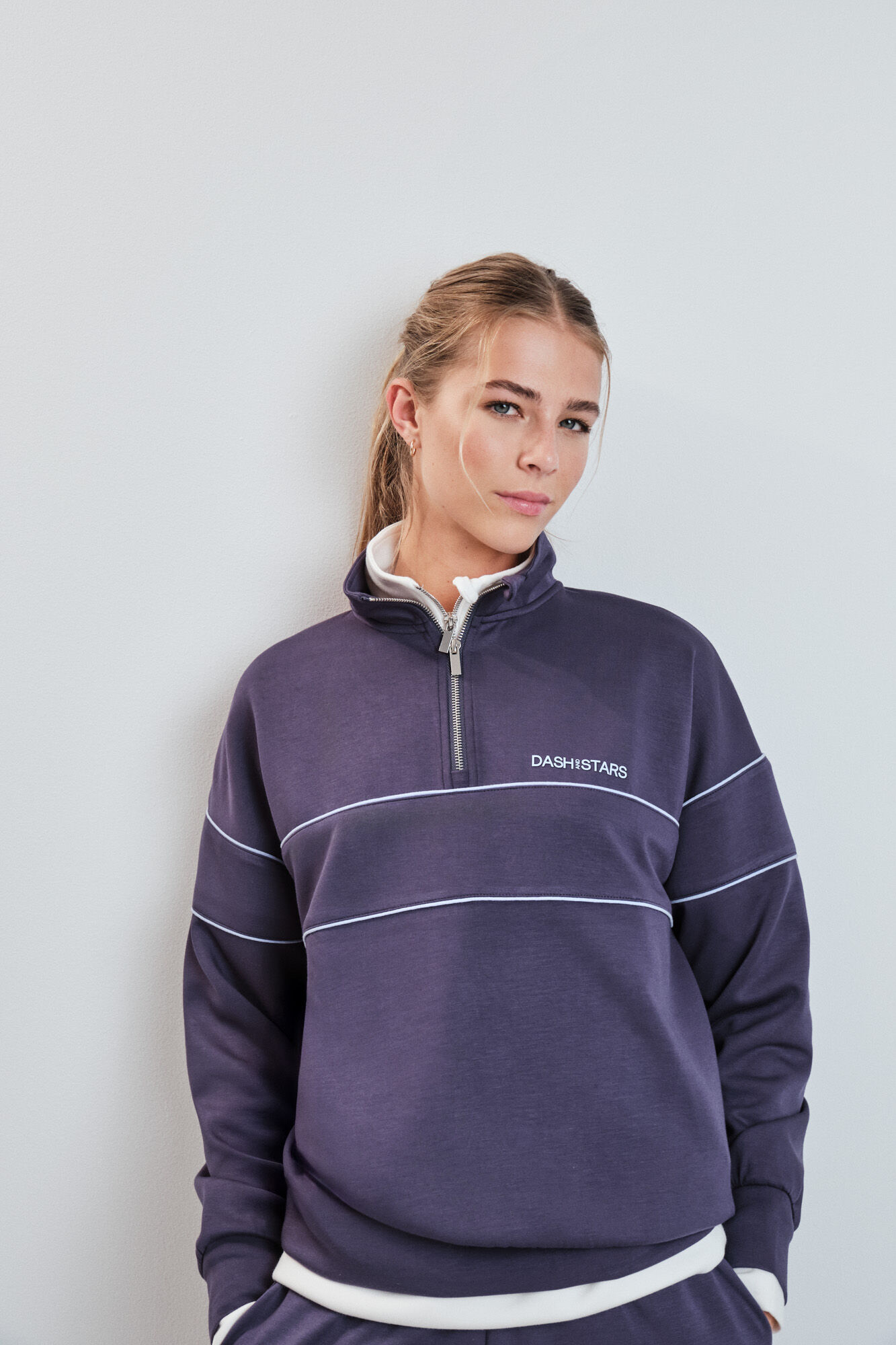 Dash and Stars Casaco gola alta com fecho-&eacute;clair cinzento