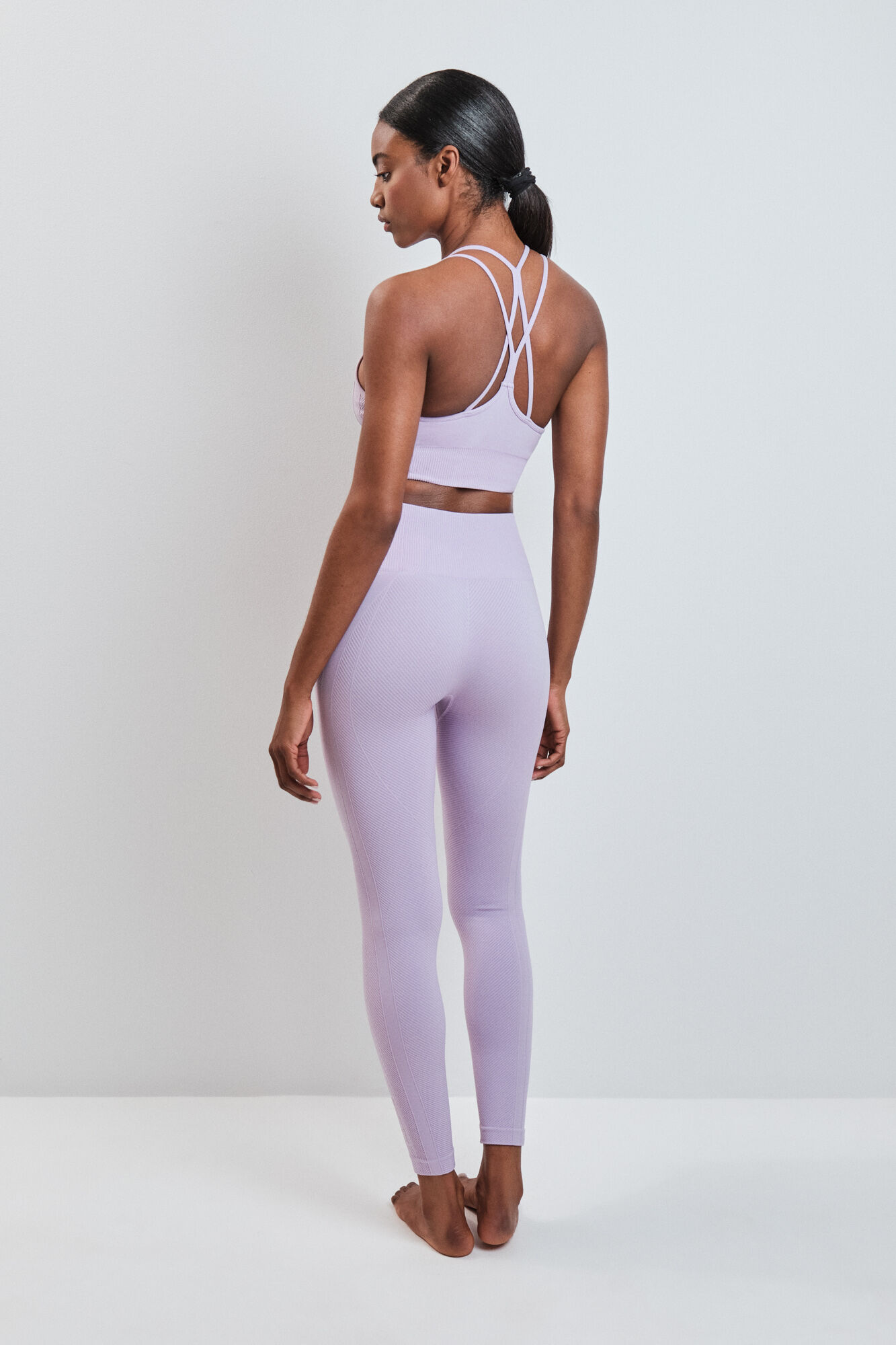Dash and Stars Lilac long leggings SEAMLESS COMFORT pink