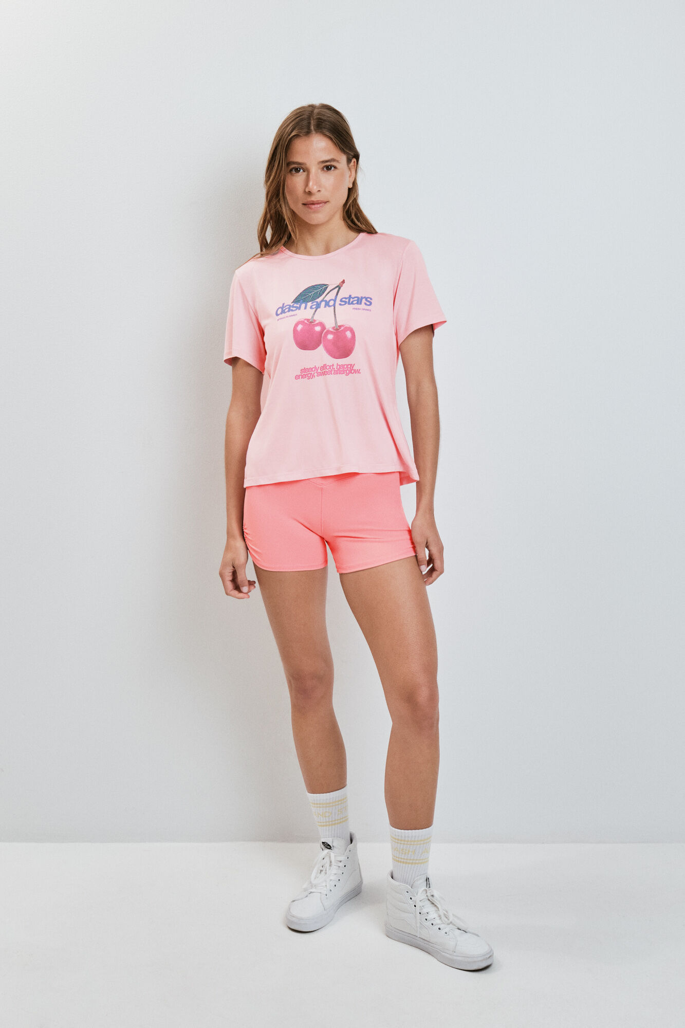 Dash and Stars Camiseta apertura espalda rosa rosa
