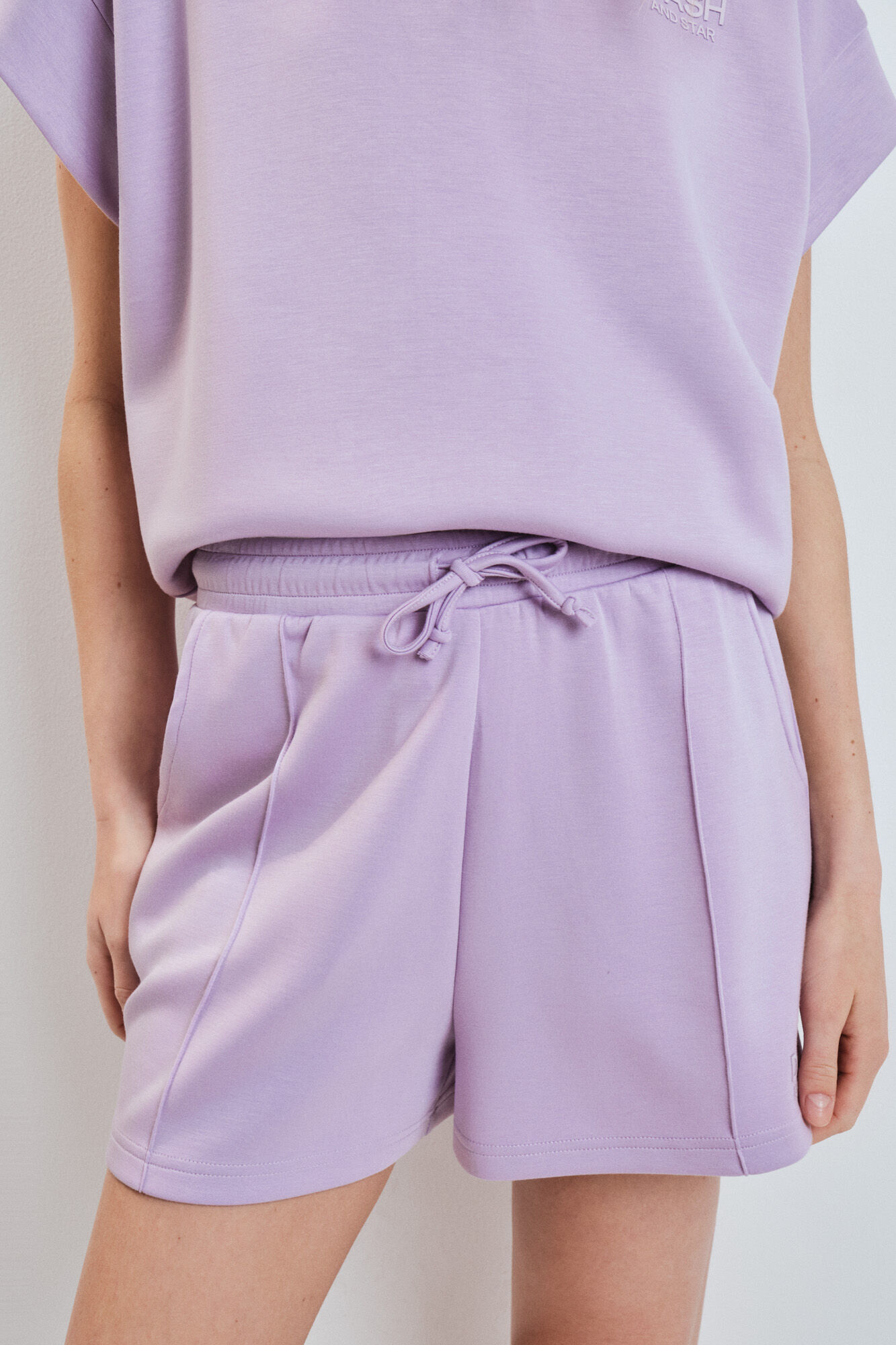 Dash and Stars Pink soft viscose wide short pink