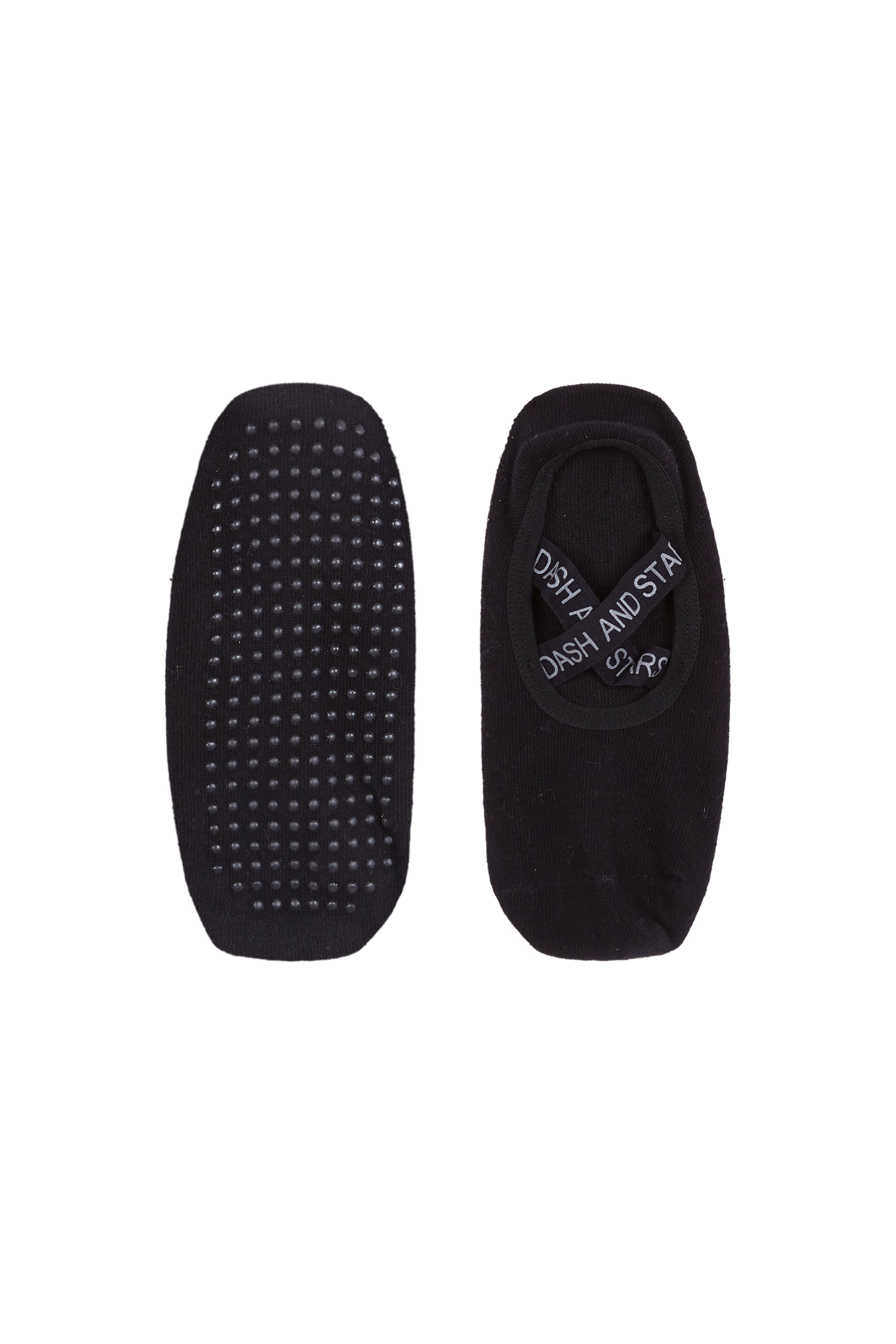 Dash and Stars  Black cotton ballet slipper socks black