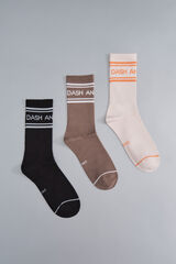 Dash and Stars Pack 3 calcetines algod&oacute;n logo marr&oacute;n