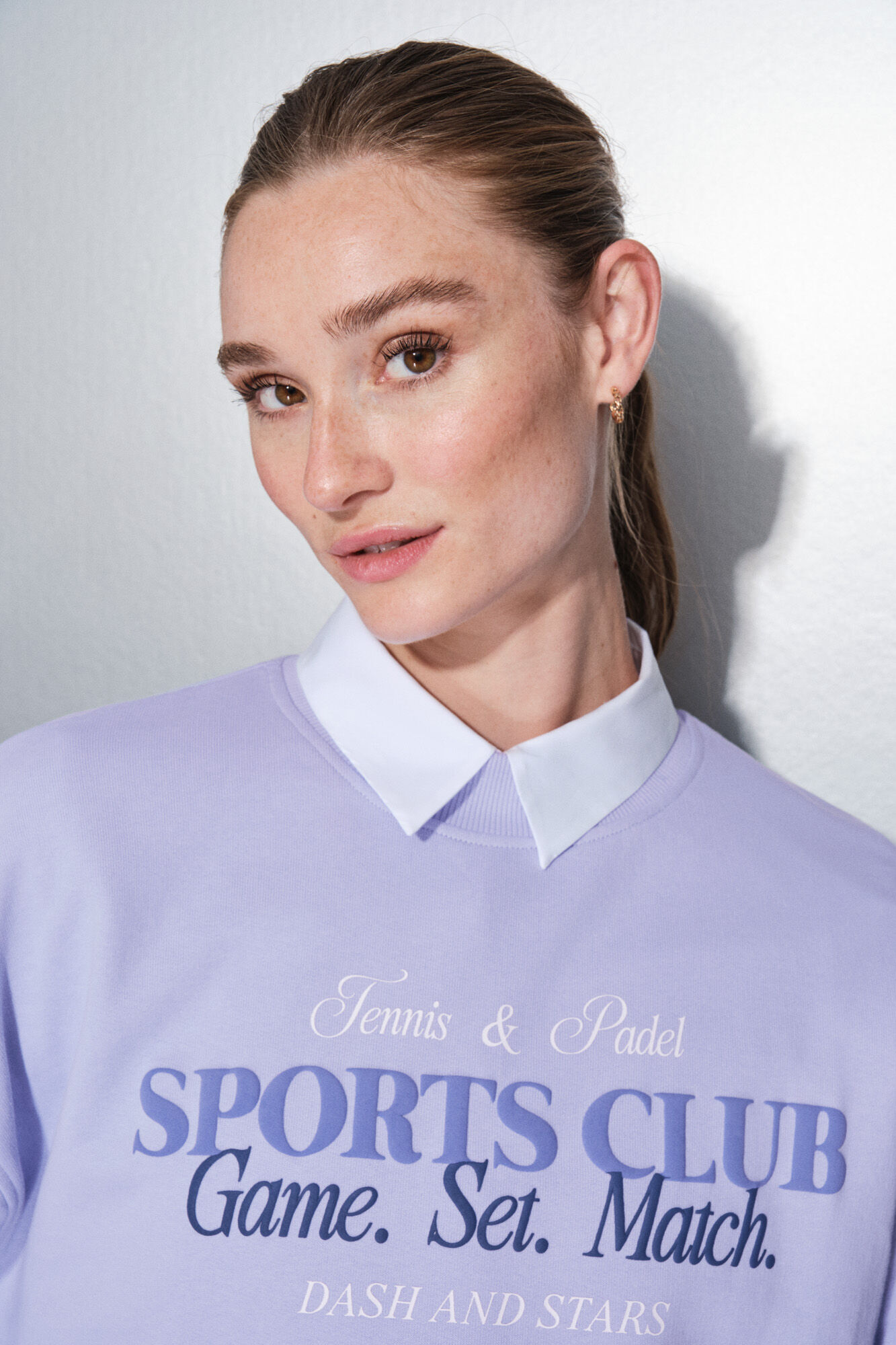 Dash and Stars Sudadera felpa 100% algod&oacute;n lila