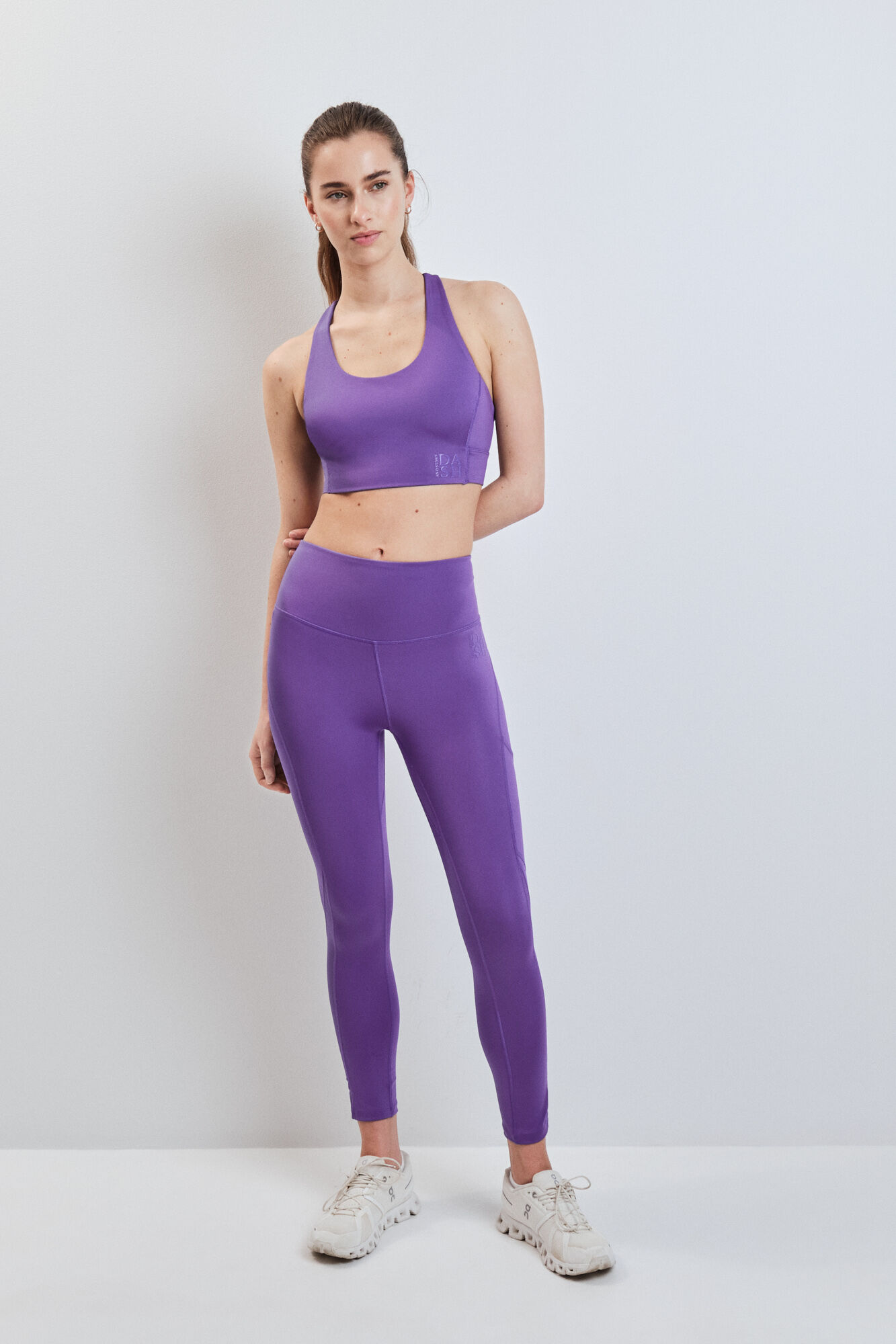 Dash and Stars Purple 4D STRETCH cropped leggings pink