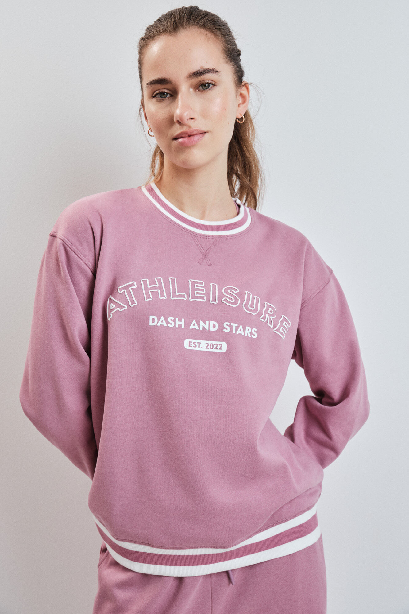 Dash and Stars Sudadera college felpa rosa rosa