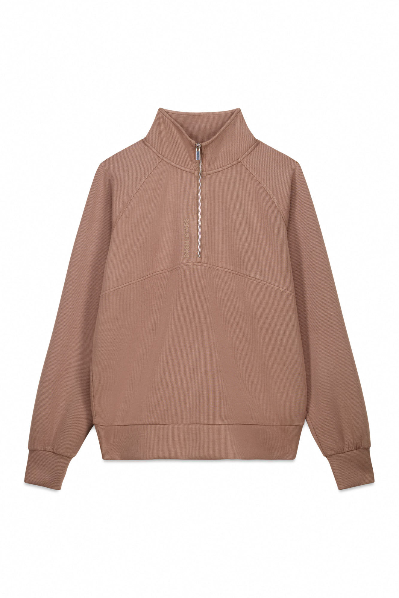 Dash and Stars Sudadera cuello cremallera marr&oacute;n nude
