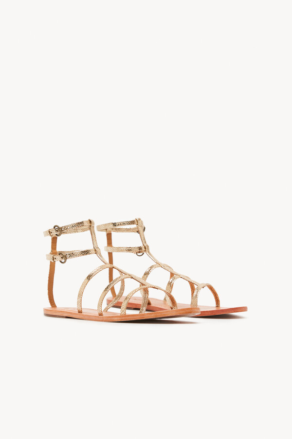 Hoss Intropia Macarena. Flat sandals with leather straps Gold