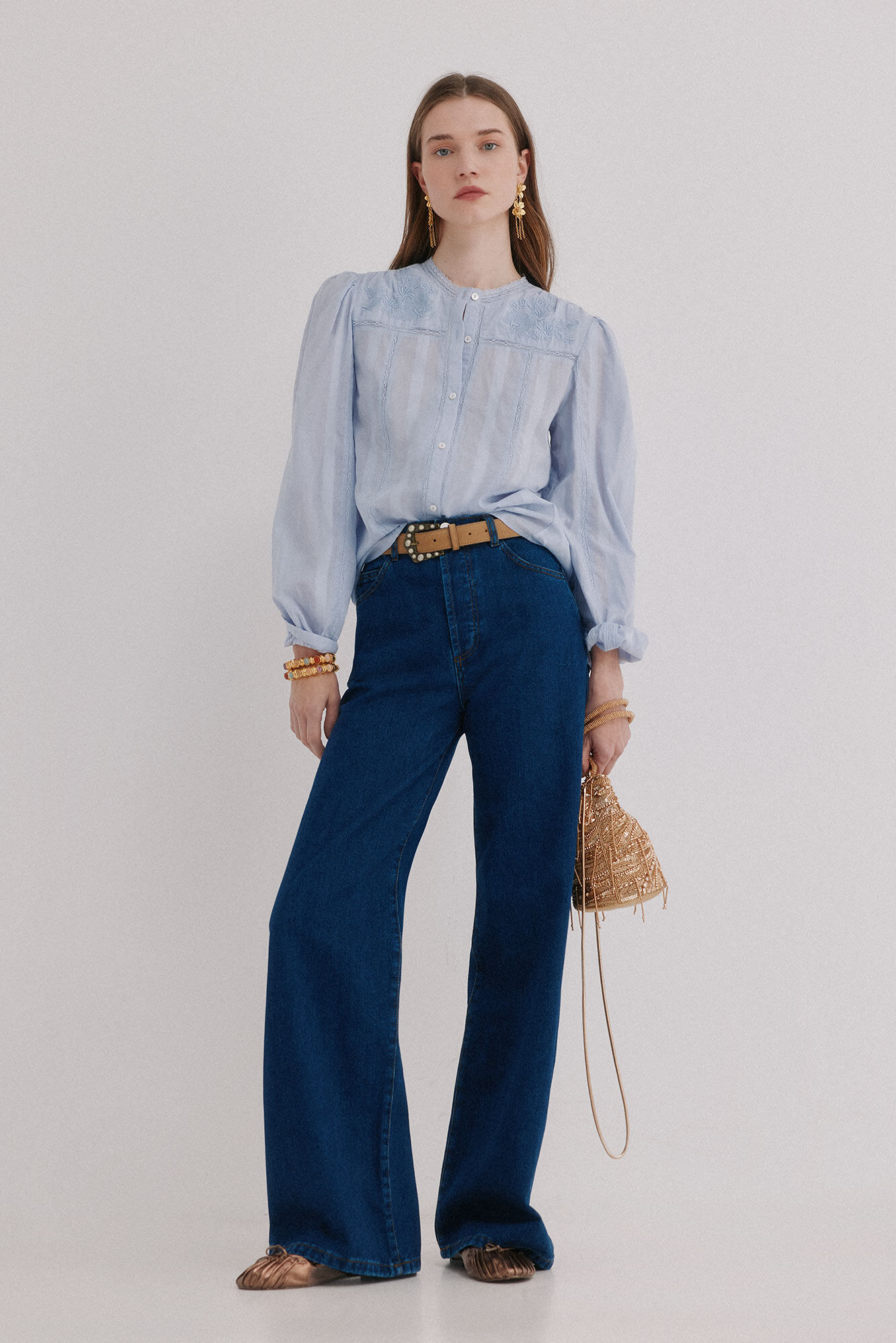 Hoss Intropia Clara romantic blouse Blue