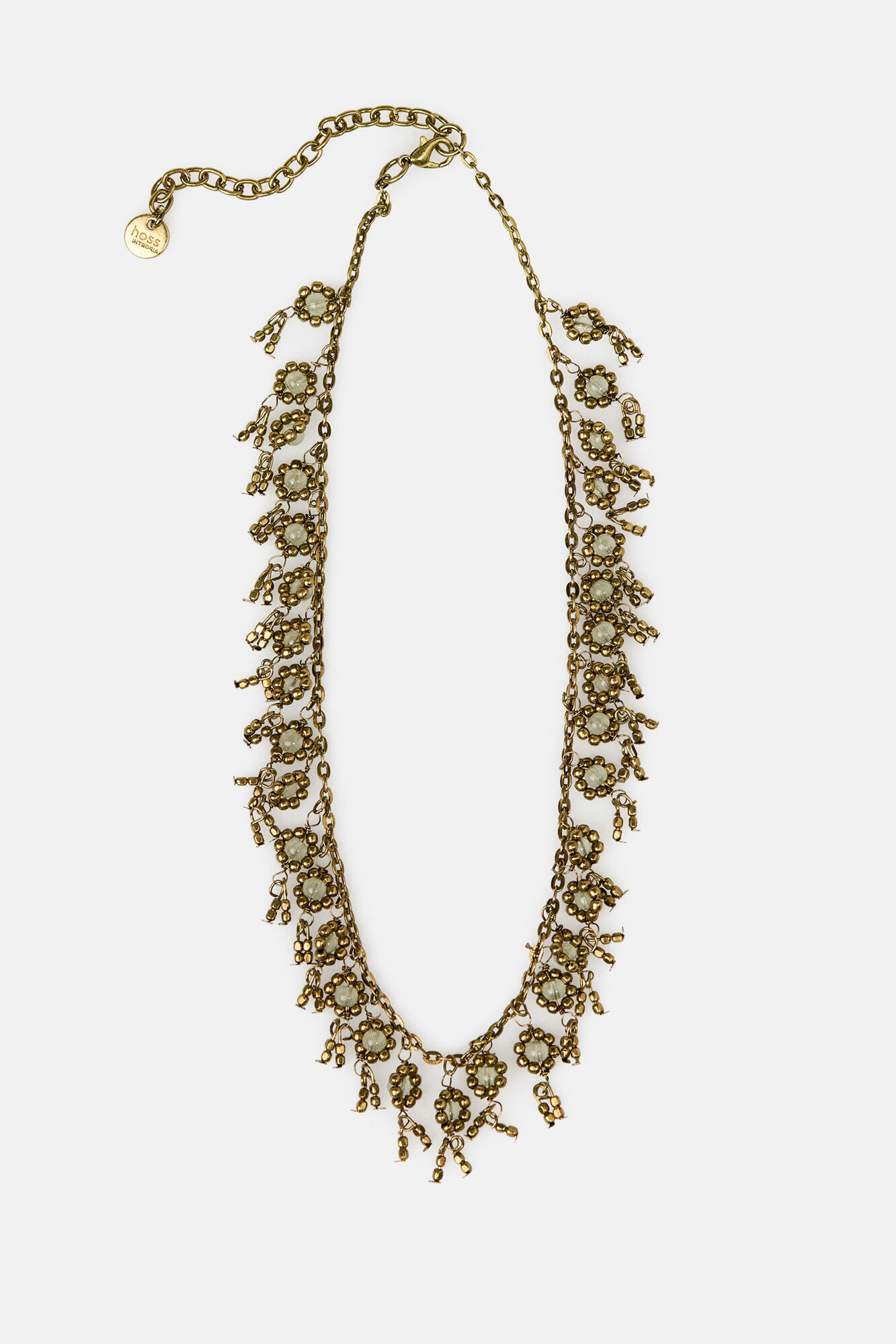 Hoss Intropia Lubna. Collar corto flores ba&ntilde;ado en oro