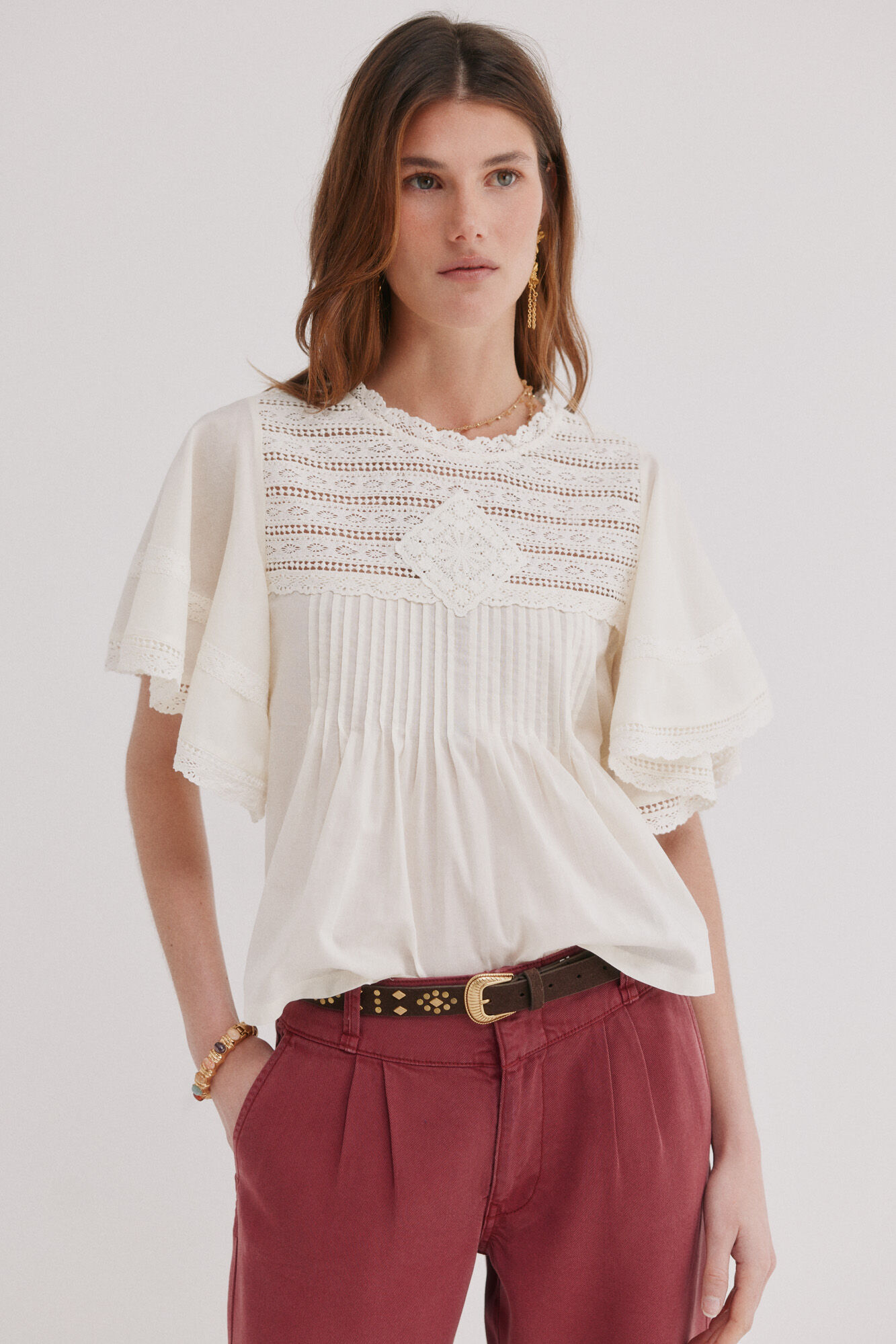 Hoss Intropia Mafalda. Camiseta escote redondo Beige