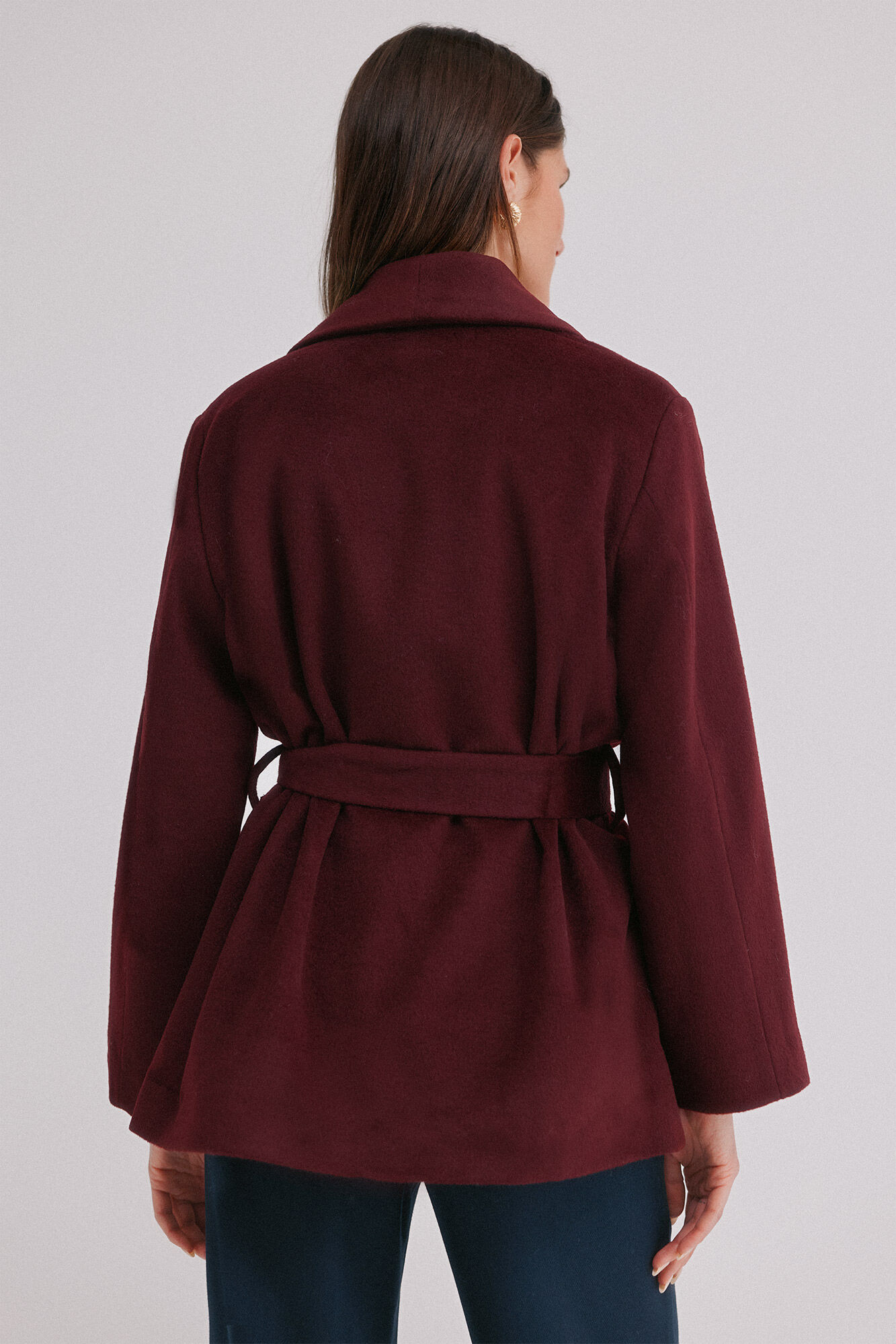 Hoss Intropia Filippa. Abrigo con cintur&oacute;n Vino