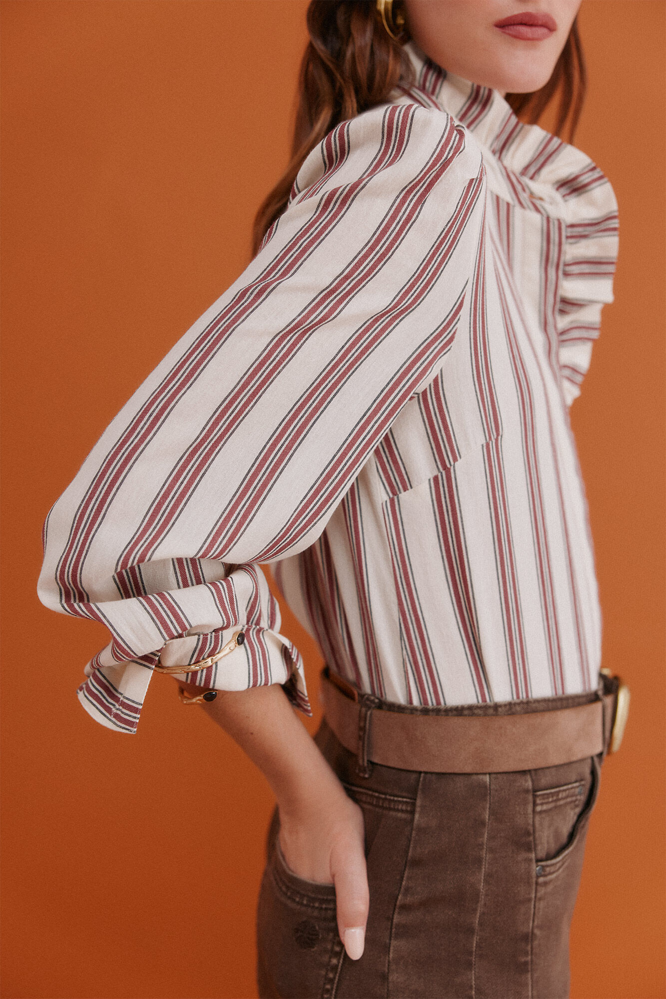 Hoss Intropia Claudette. Striped blouse Burgundy
