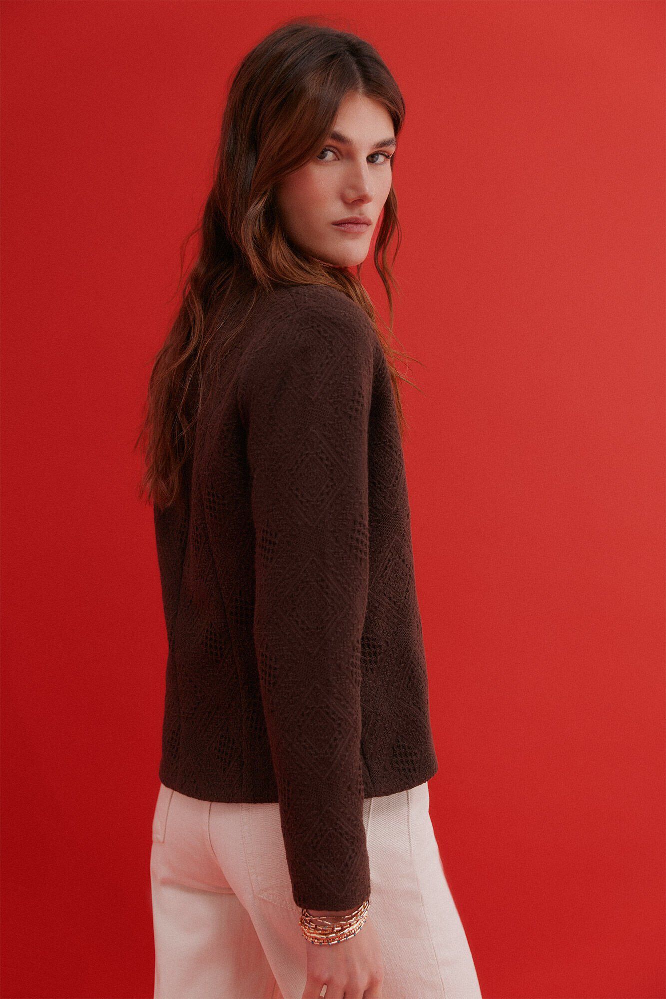 Hoss Intropia Edna. casaco de jacquard Castanho