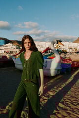 Hoss Intropia Casilda. Blusa rom&aacute;ntica entallada Kaki