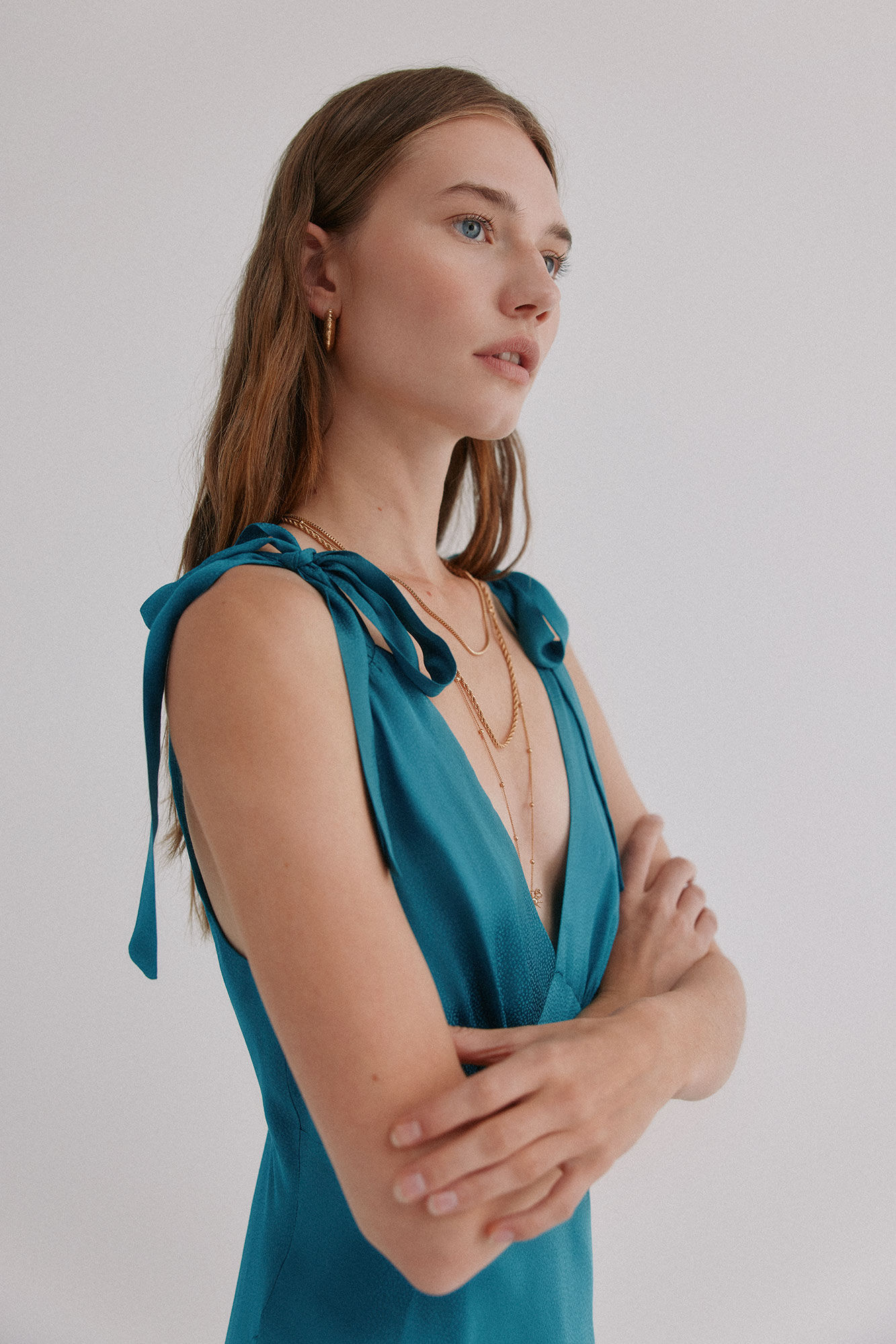 Hoss Intropia Leonor. Vestido fluido Turquesa