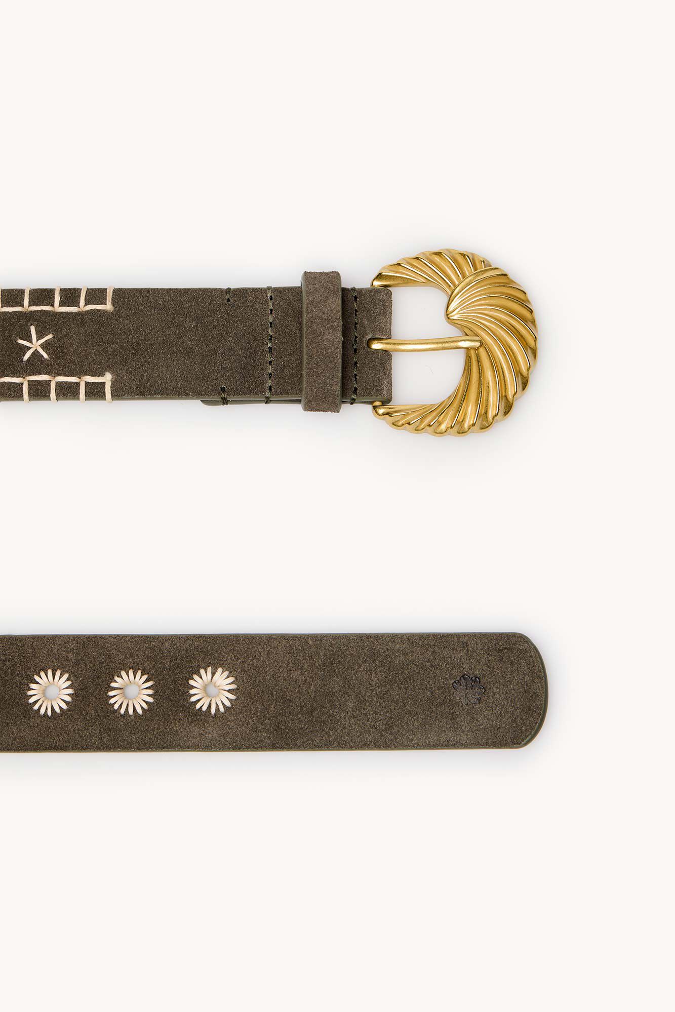Hoss Intropia Split leather belt LILIT Khaki