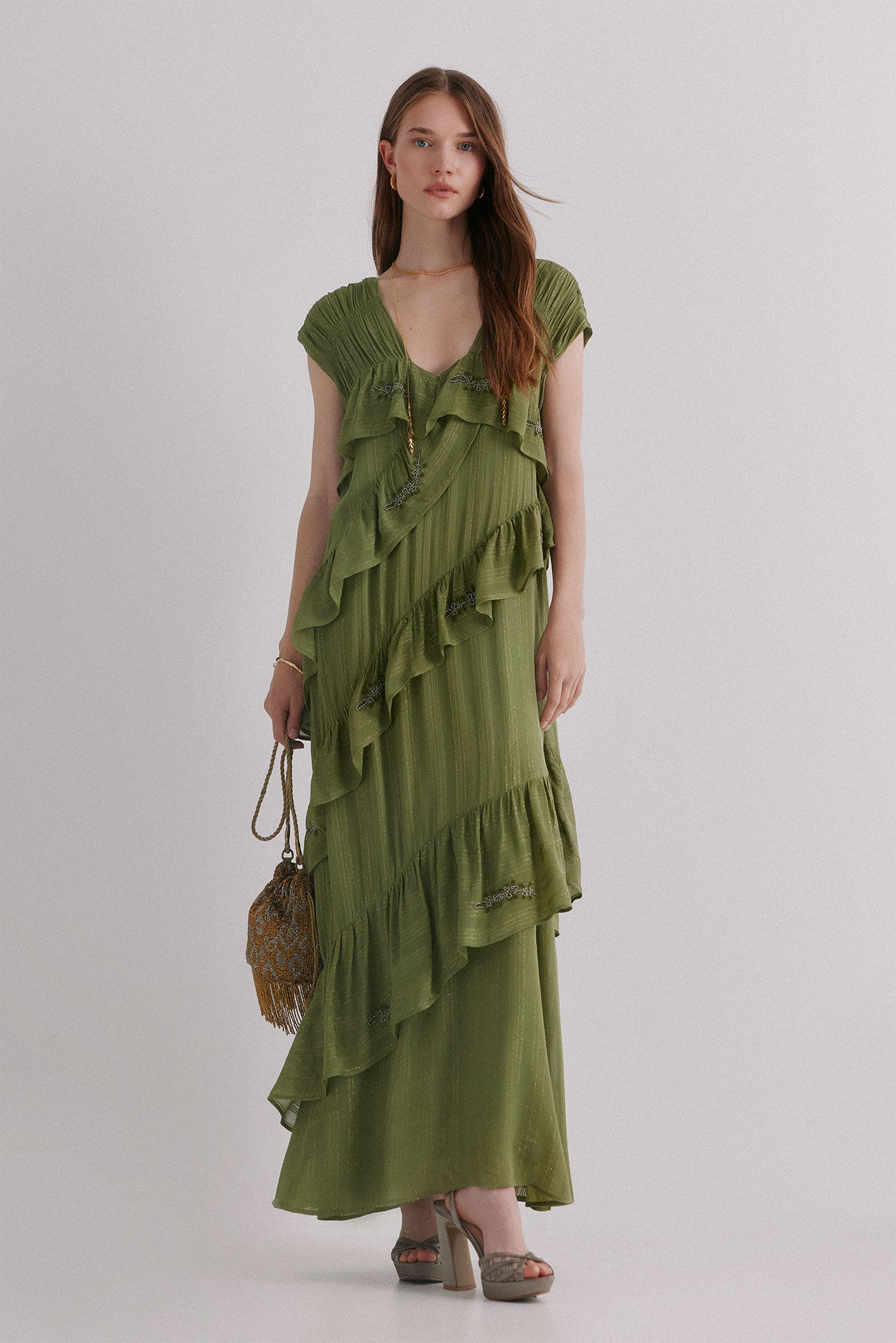 Hoss Intropia Ad&egrave;le. Vestido bordado Verde