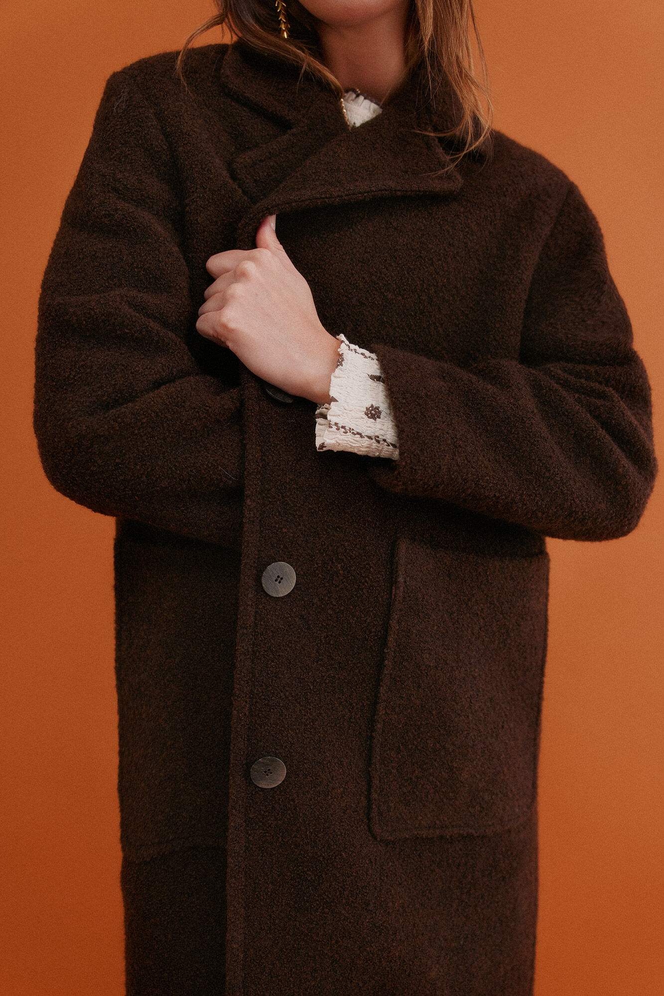 Hoss Intropia Flora. Abrigo con bolsillos Marron