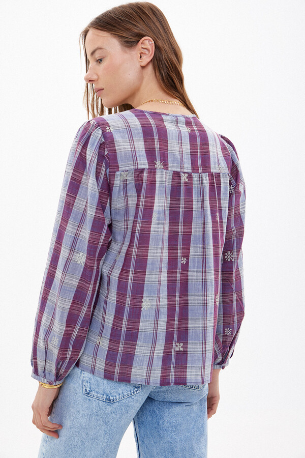 Hoss Intropia Emilia. Checked and sparkly embroidered blouse Purple
