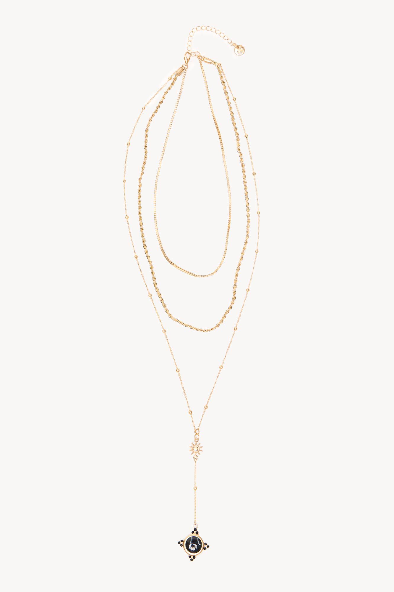 Hoss Intropia Mar&iacute;a. Collar largo multicadenas Dorado