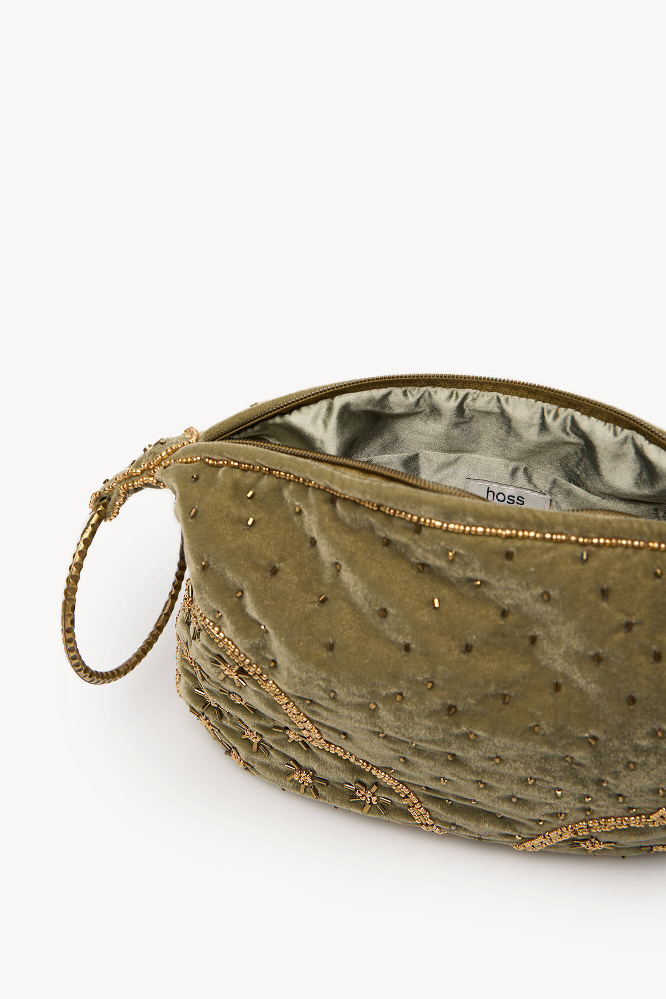 Hoss Intropia Nadia. Velvet and beaded bag Green