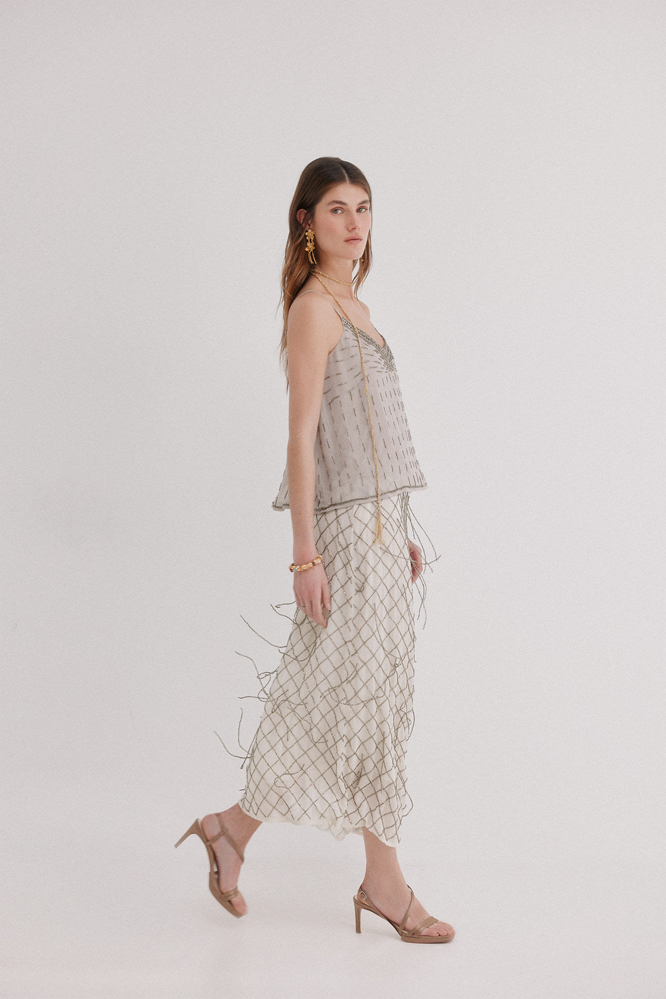 Hoss Intropia Ren&eacute;e. Falda bordada Blanco