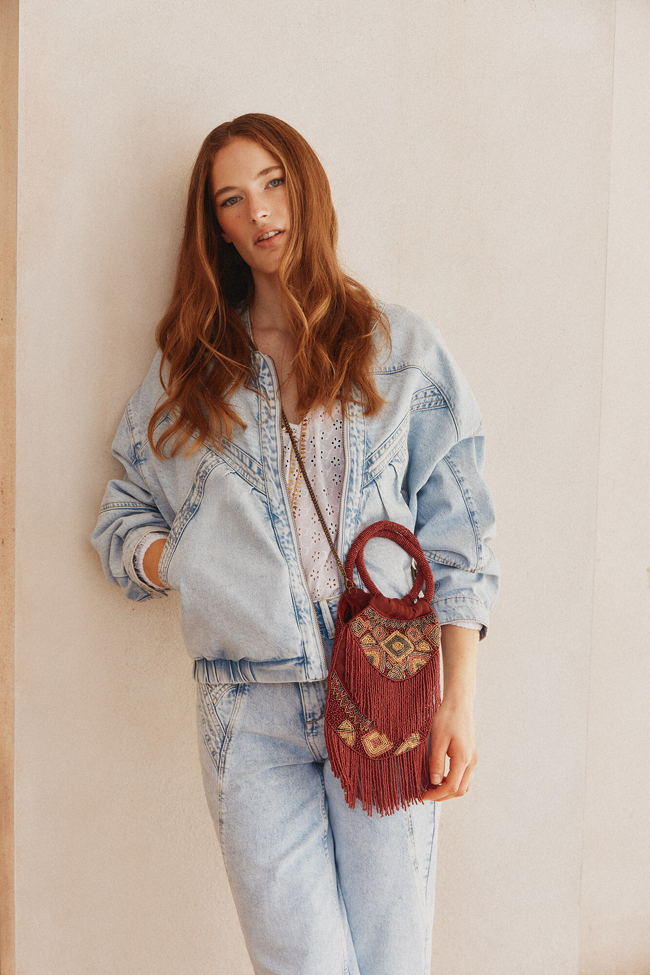 Hoss Intropia Mafalda. Ethnic beaded bag Red