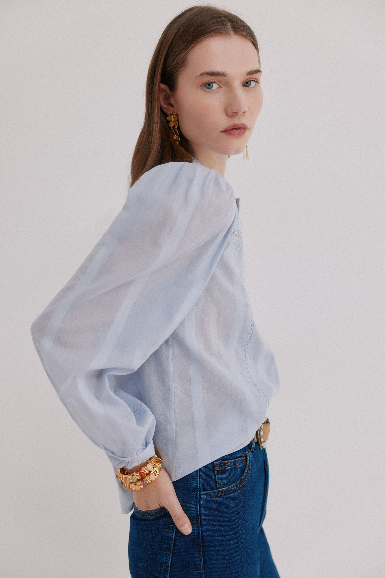Hoss Intropia Clara romantic blouse Blue