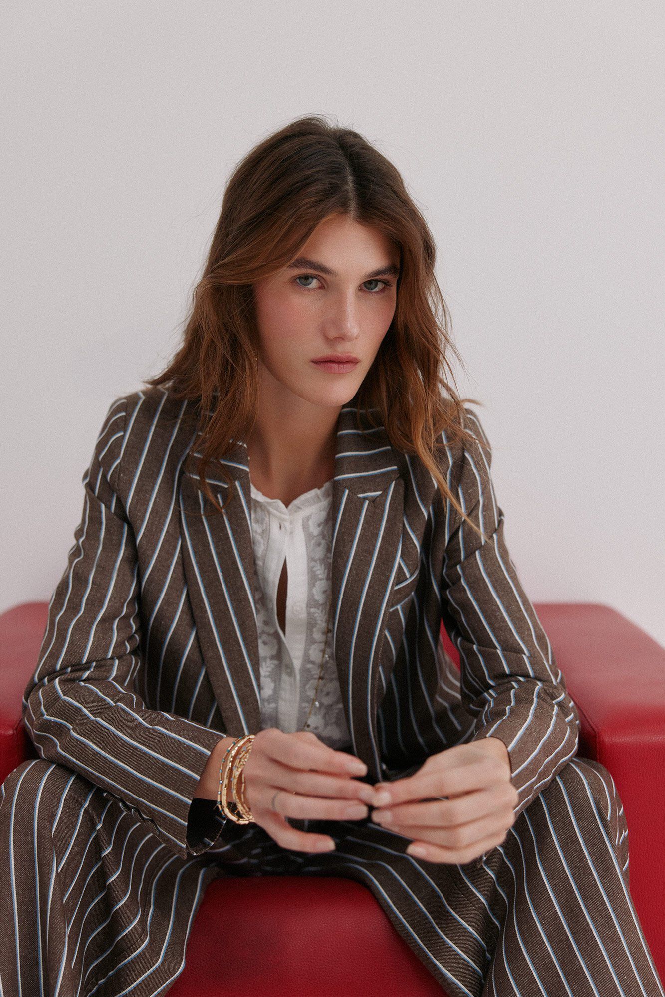 Hoss Intropia Elia. Blazer a rayas Marron oscuro