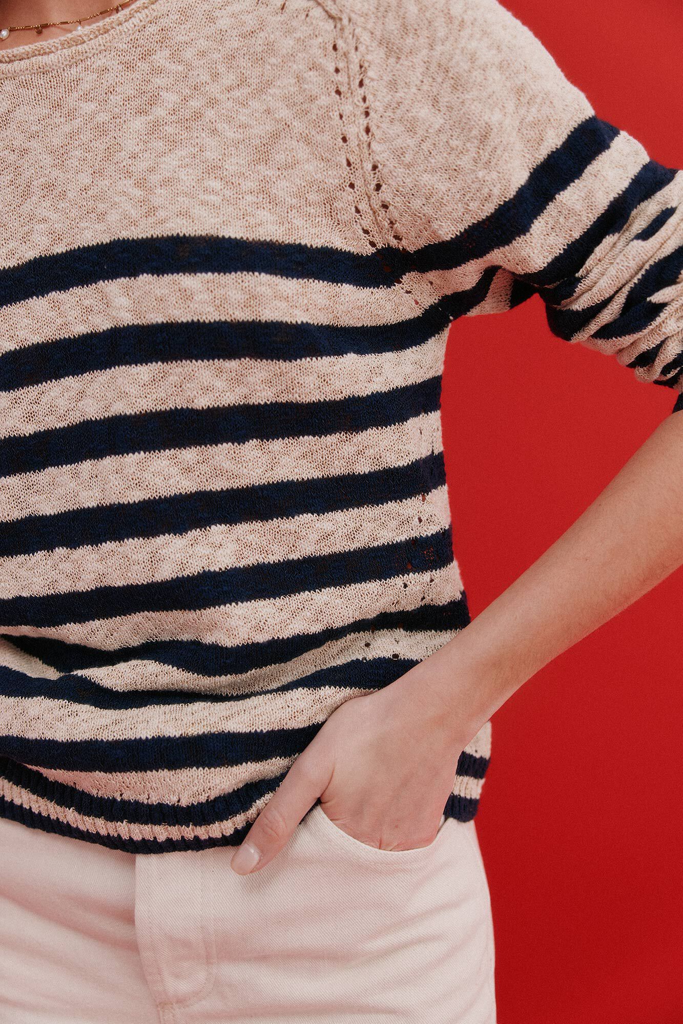 Hoss Intropia Striped jumper Ism&eacute;rie Blue