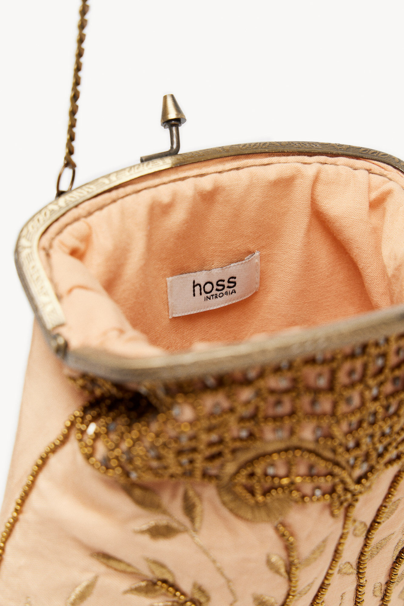 Hoss Intropia Mariana. Bolso boquilla y abalorios Dorado