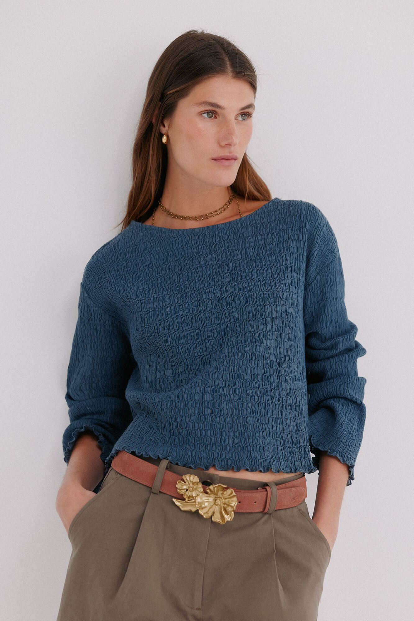 Hoss Intropia Maggie. Camisola em malha ajurada