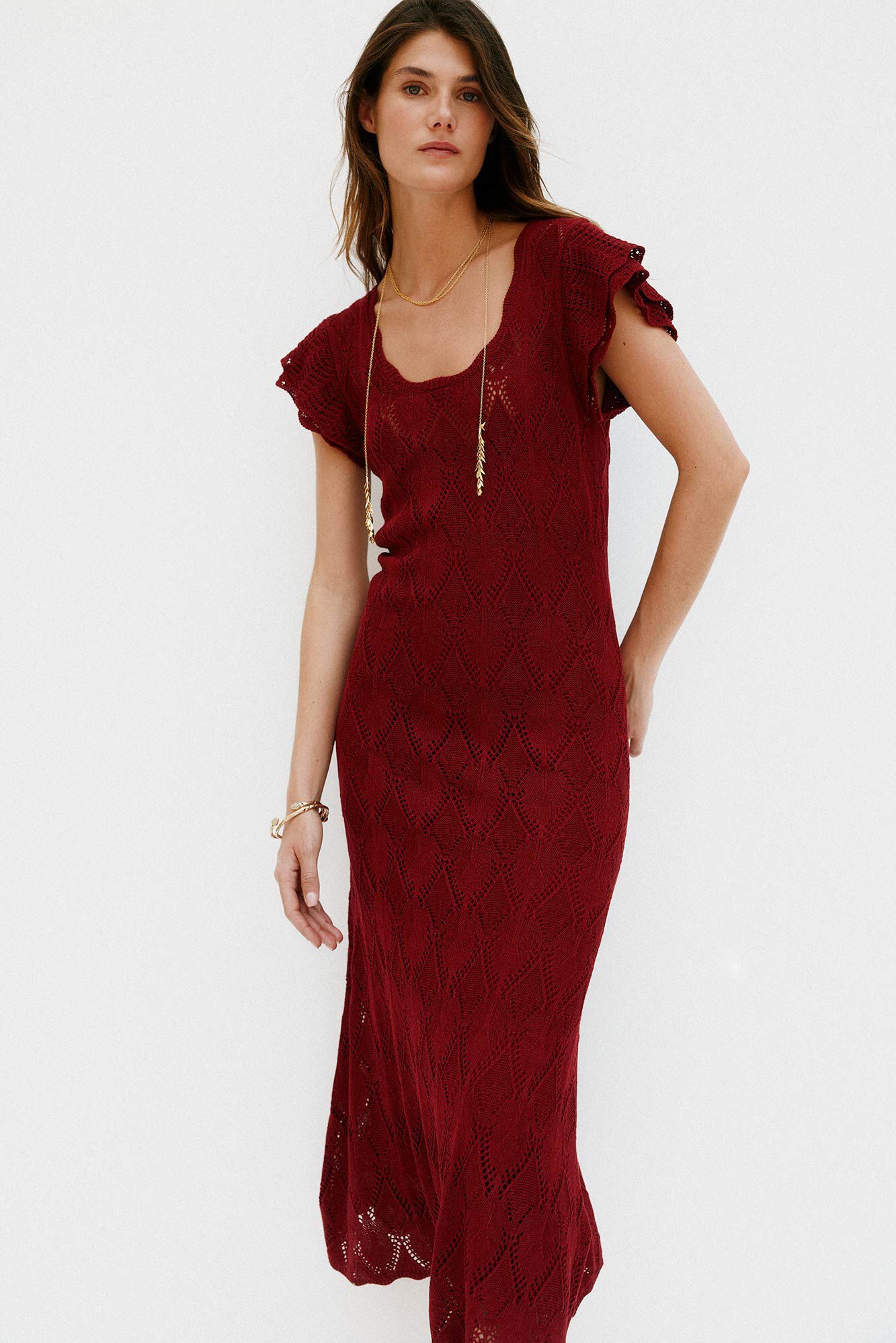Hoss Intropia Lina. Knitted dress Burgundy