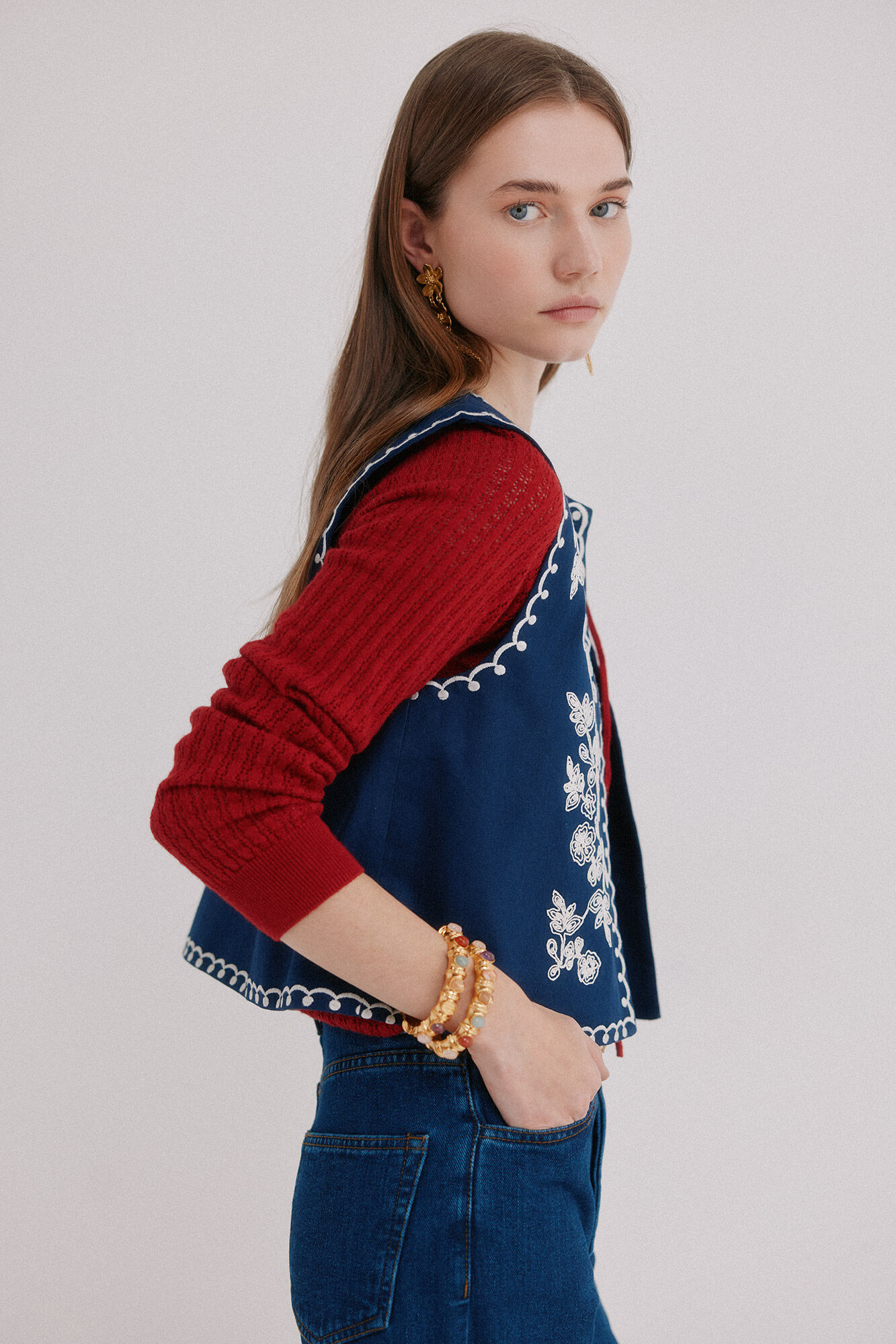 Hoss Intropia Edurne. Chaleco denim Azul marino