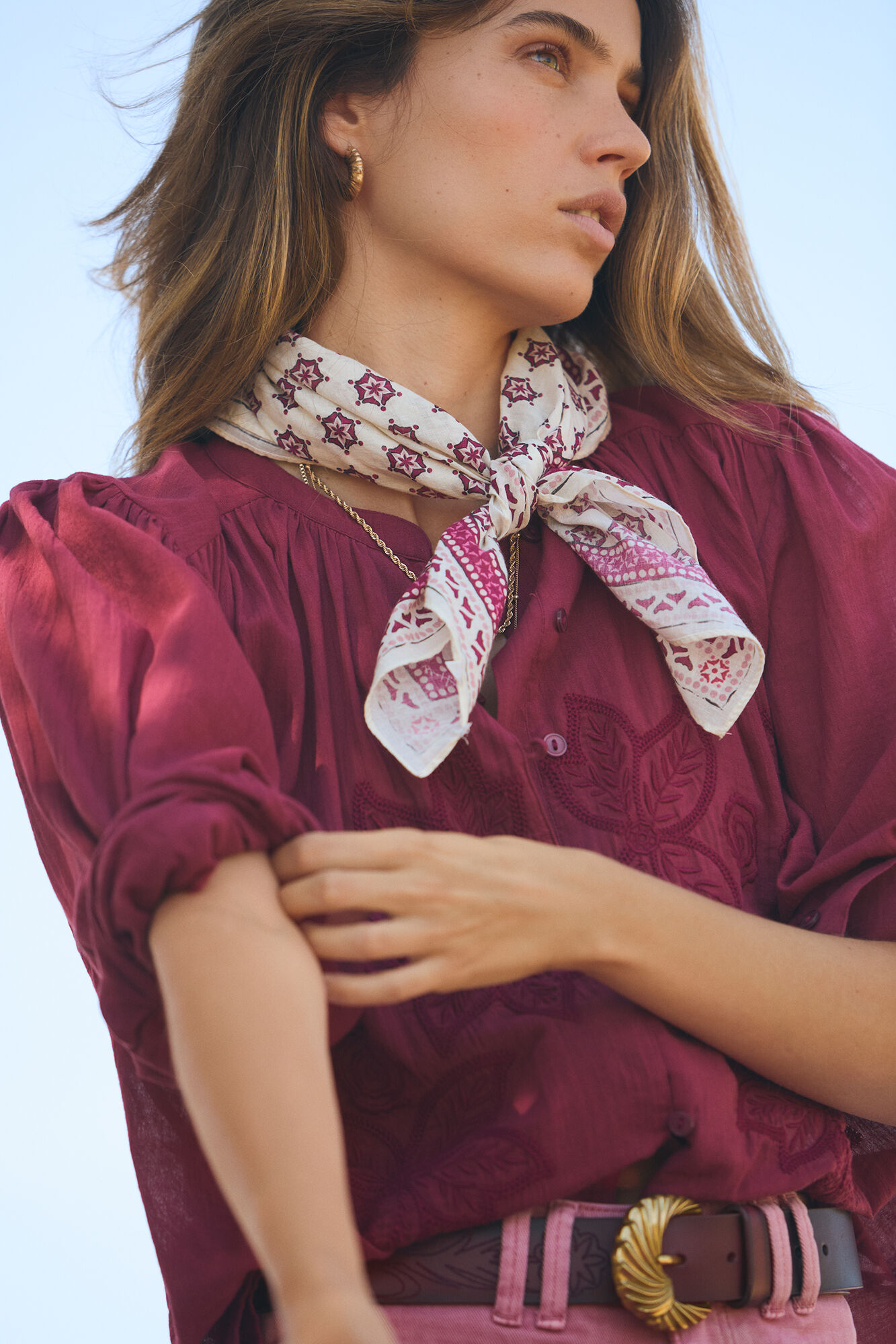 Hoss Intropia Miranda. Fular bandana estampada rojo