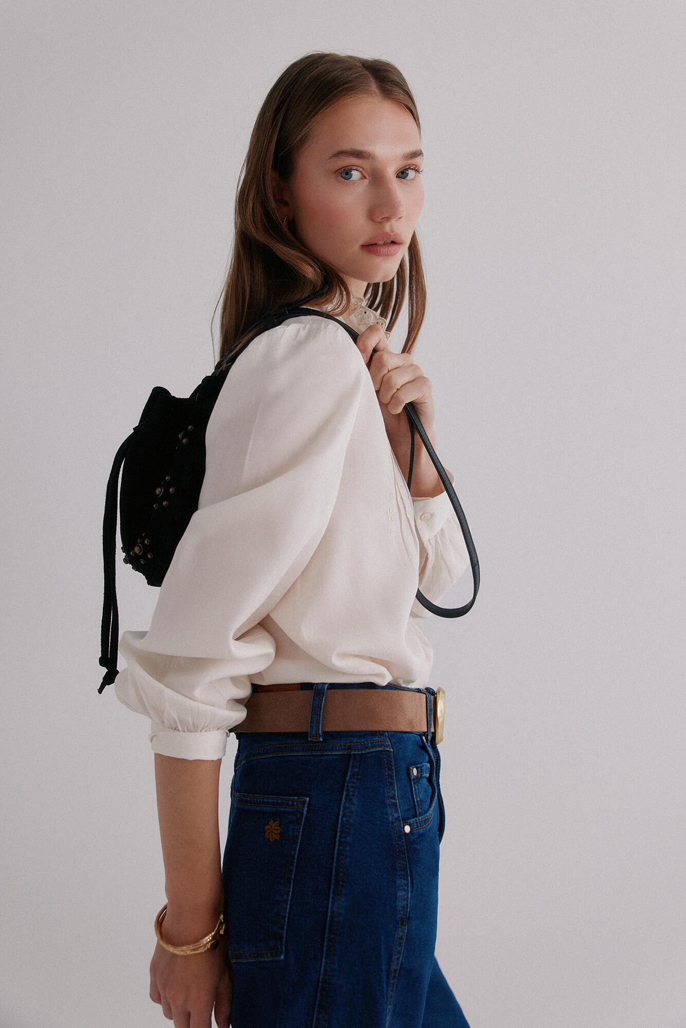 Hoss Intropia Colette. Embroidered blouse Ivory