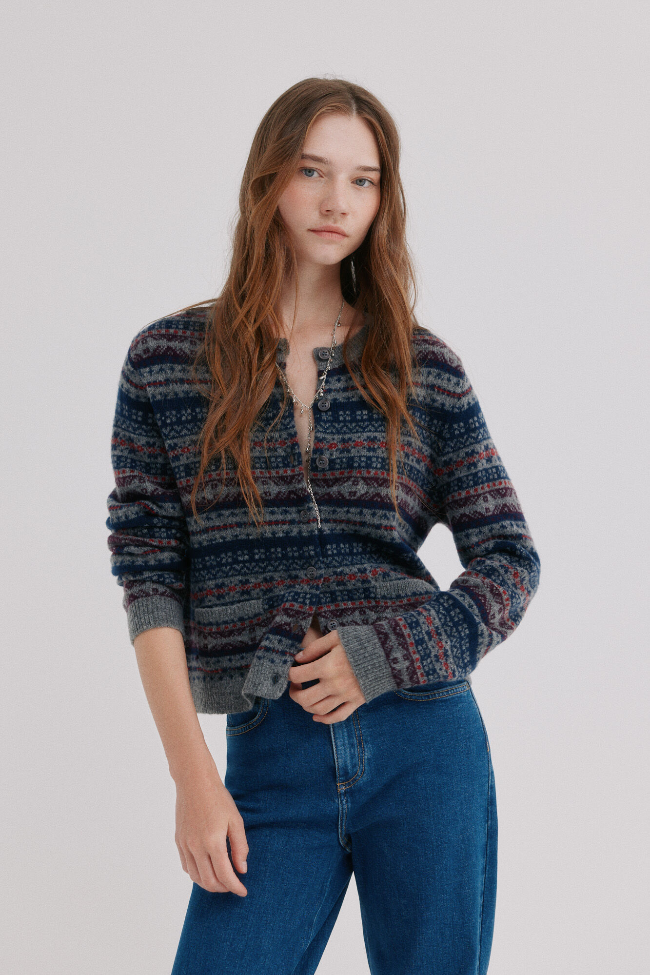 Hoss Intropia Iriana. Casaco de malha estampada