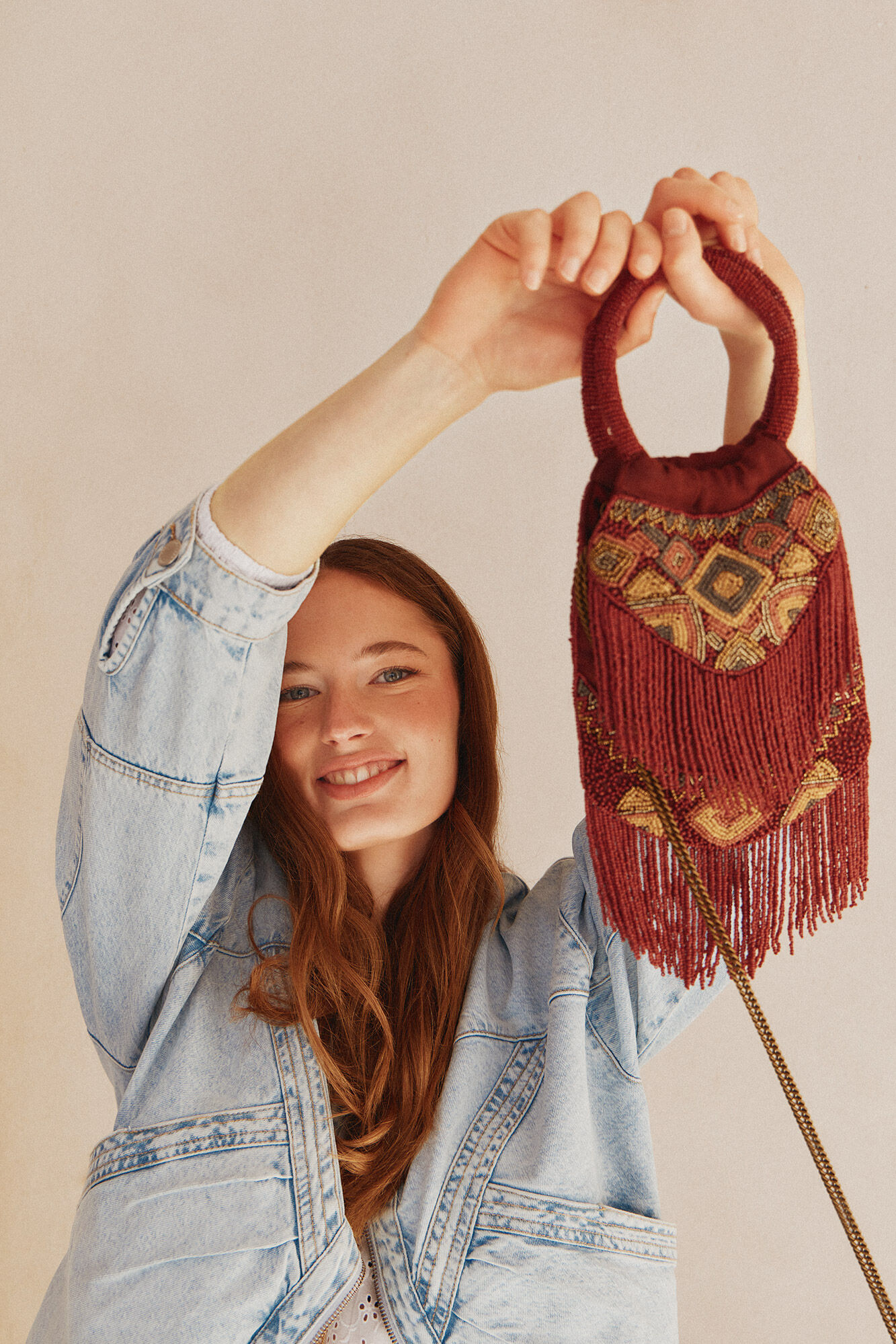 Hoss Intropia Mafalda. Ethnic beaded bag Red