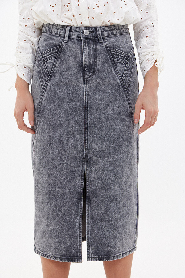 Hoss Intropia Ona. Denim skirt with seam detail Gray